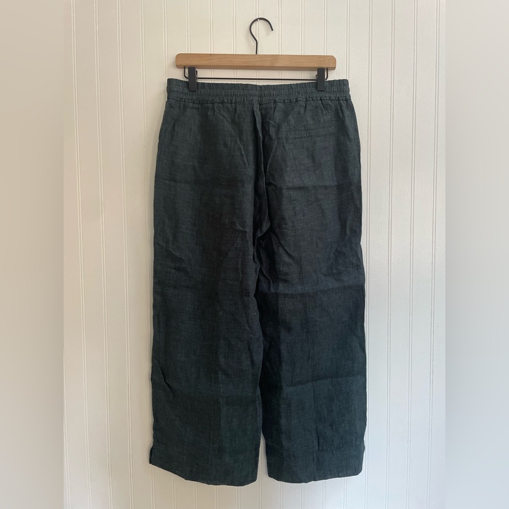 OPUS Linen Madeka Fresh Wide Leg Cropped Trousers Pants in Dark Emerald Size 38 - Picture 8 of 13
